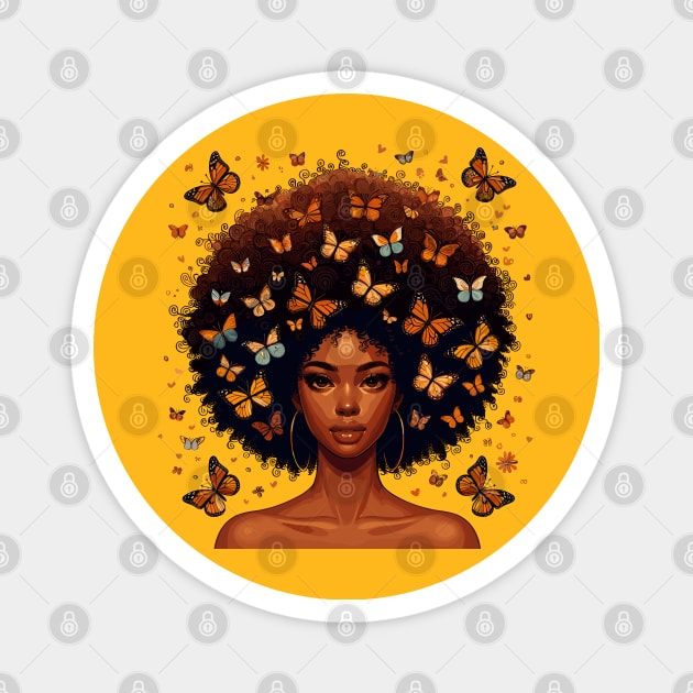 Afro Beauty With Butterflies Magnet by Graceful Designs